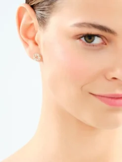 Kolczyki z żółtego złota z diamentami - 0,05 ct - próba 585