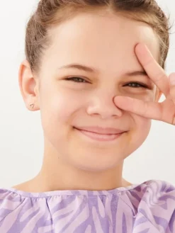 Kolczyki z żółtego złota z diamentami - serca - 0,008 ct - próba 585