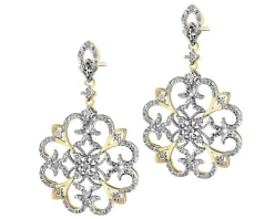 Kolczyki z żółtego złota z diamentami - rozety - 0,33 ct - próba 585