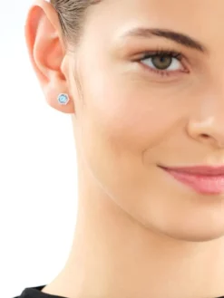 Kolczyki z żółtego złota z diamentami i topazami - próba 585