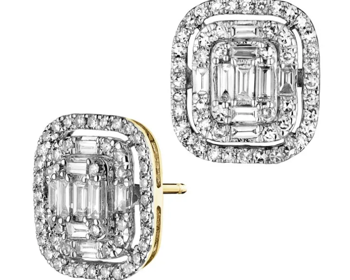 Kolczyki z żółtego złota z diamentami - 1,00 ct - próba 585