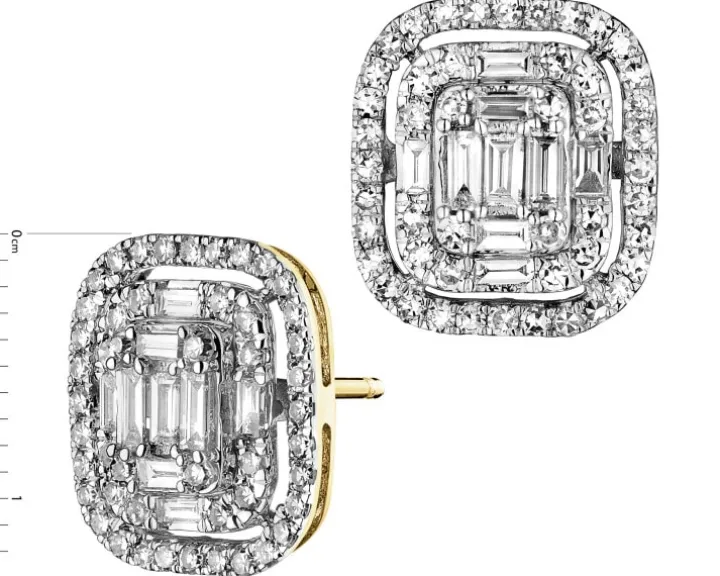 Kolczyki z żółtego złota z diamentami - 1,00 ct - próba 585