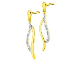 Kolczyki z żółtego złota z diamentami - 0,02 ct - próba 375
