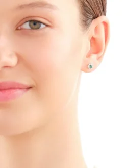 Kolczyki z żółtego złota z diamentami i szmaragdami - próba 585