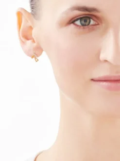 Kolczyki z żółtego złota z diamentami i cytrynami - liście - próba 375