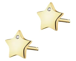 Kolczyki z żółtego złota z diamentami - gwiazdy - 0,004 ct - próba 585