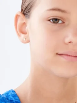 Kolczyki z żółtego złota z diamentami - gwiazdy - 0,004 ct - próba 585