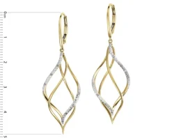 Kolczyki z żółtego złota z diamentami - 0,04 ct - próba 585