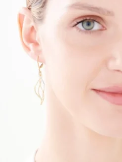 Kolczyki z żółtego złota z diamentami - 0,04 ct - próba 585