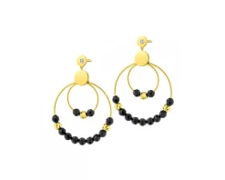 Kolczyki z żółtego złota z diamentami i agatami - próba 375