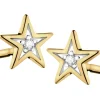 Kolczyki z żółtego złota z diamentami - gwiazdy - 0,01 ct - próba 585