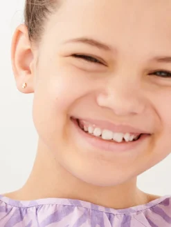 Kolczyki z żółtego złota z diamentami - aniołki - 0,004 ct - próba 375