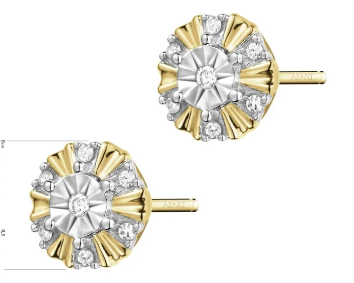 Kolczyki z żółtego złota z diamentami - 0,05 ct - próba 375