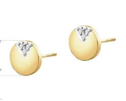 Kolczyki z żółtego złota z diamentami - koła - 0,01 ct - próba 375