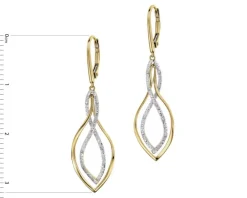 Kolczyki z żółtego złota z diamentami - 0,06 ct - próba 375