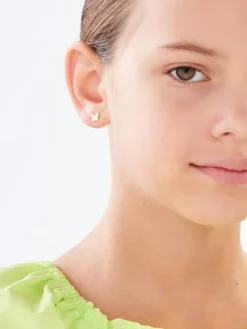 Kolczyki z żółtego złota z diamentami - motyle - 0,004 ct - próba 375