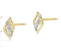 Kolczyki z żółtego złota z diamentami - 0,004 ct - próba 585