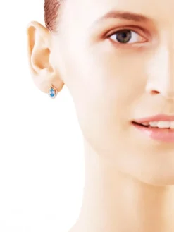 Kolczyki z żółtego złota z diamentami i topazami - próba 375