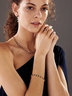 Kolczyki z żółtego złota z diamentami i szafirami - próba 585