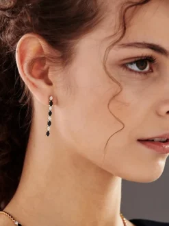 Kolczyki z żółtego złota z diamentami i szafirami - próba 585