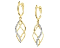 Kolczyki z żółtego złota z diamentami - 0,08 ct - próba 585