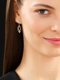 Kolczyki z żółtego złota z diamentami - 0,08 ct - próba 585