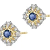 Kolczyki z żółtego złota z diamentami i szafirami - próba 585