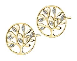Kolczyki z żółtego złota z diamentami - drzewka - 0,01 ct - próba 375