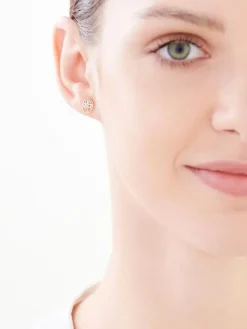 Kolczyki z żółtego złota z diamentami - drzewka - 0,01 ct - próba 375