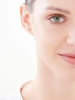 Kolczyki z żółtego złota z diamentami - motyle - 0,005 ct - próba 375