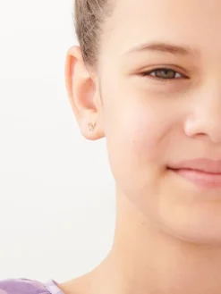 Kolczyki z żółtego złota z diamentami - motyle - 0,005 ct - próba 375