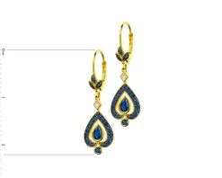 Kolczyki z żółtego złota z diamentami i szafirami - próba 585