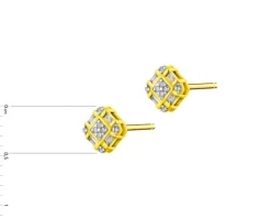 Kolczyki z żółtego złota z diamentami - 0,10 ct - próba 585
