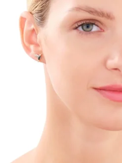 Kolczyki z żółtego złota z diamentami i szmaragdami syntetycznymi - kolibry - próba 375