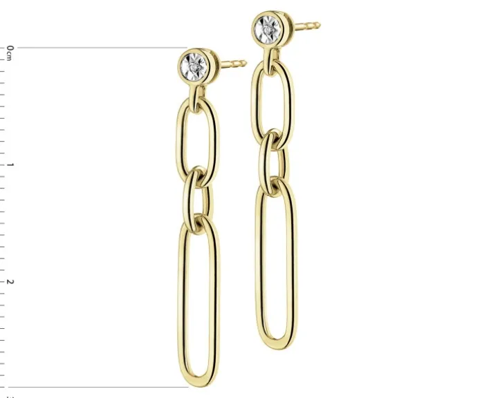 Kolczyki z żółtego złota z diamentami - 0,006 ct - próba 585