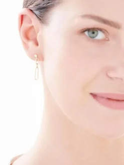 Kolczyki z żółtego złota z diamentami - 0,006 ct - próba 585