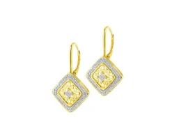 Kolczyki z żółtego złota z diamentami - 0,24 ct - próba 585