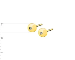 Kolczyki z żółtego złota z diamentami - kulki - 0,006 ct - próba 375