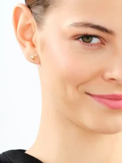 Kolczyki z żółtego złota z diamentami i cytrynami - kolibry - próba 585