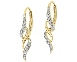 Kolczyki z żółtego złota z diamentami - 0,10 ct - próba 585