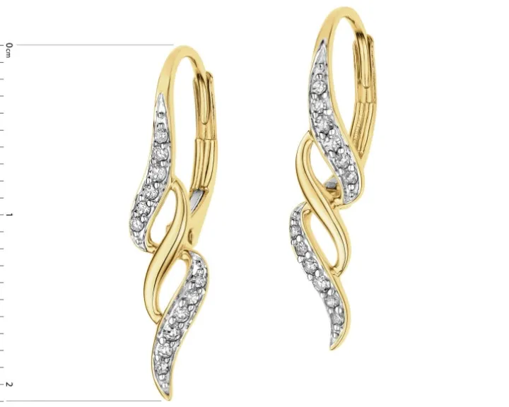 Kolczyki z żółtego złota z diamentami - 0,10 ct - próba 585
