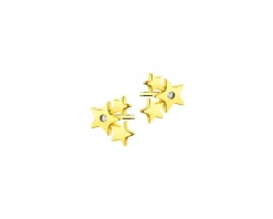 Kolczyki z żółtego złota z diamentami - gwiazdy - 0,01 ct - próba 375