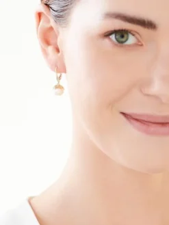 Kolczyki z żółtego złota z diamentami i perłami - próba 585