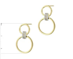 Kolczyki z żółtego złota z diamentami - koła - 0,10 ct - próba 375