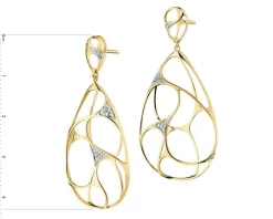 Kolczyki z żółtego złota z diamentami - 0,09 ct - próba 585