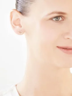 Kolczyki z żółtego złota z diamentami - skrzydła - 0,02 ct - próba 375