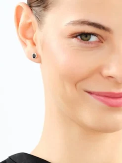 Kolczyki z żółtego złota z diamentami i szafirami - próba 585