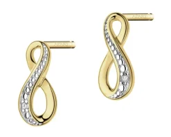 Kolczyki z żółtego złota z diamentami - nieskończoność - 0,005 ct - próba 375
