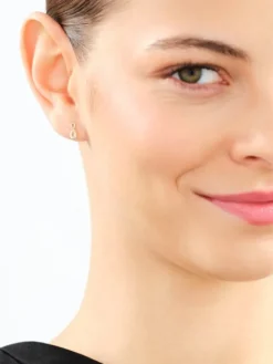 Kolczyki z żółtego złota z diamentami - nieskończoność - 0,005 ct - próba 375