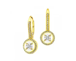 Kolczyki z żółtego złota z diamentami - 0,33 ct - próba 585